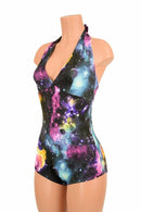 UV Glow Galaxy Print "Monroe" Halter Romper - Coquetry Clothing