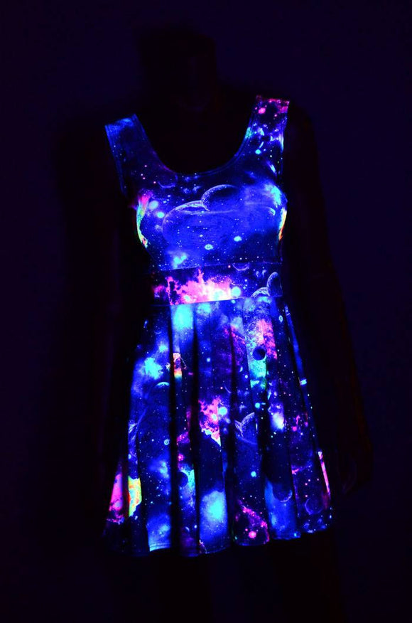 UV Glow Galaxy Tank Skater Dress - Coquetry Clothing