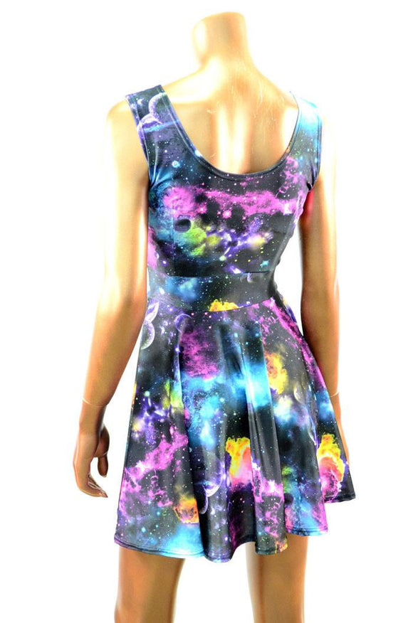 UV Glow Galaxy Tank Skater Dress - Coquetry Clothing