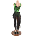 UV Glow Green Lighting Laceup Set with Mesh Hi Lo - Coquetry Clothing