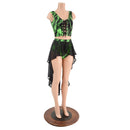 UV Glow Green Lighting Laceup Set with Mesh Hi Lo - Coquetry Clothing