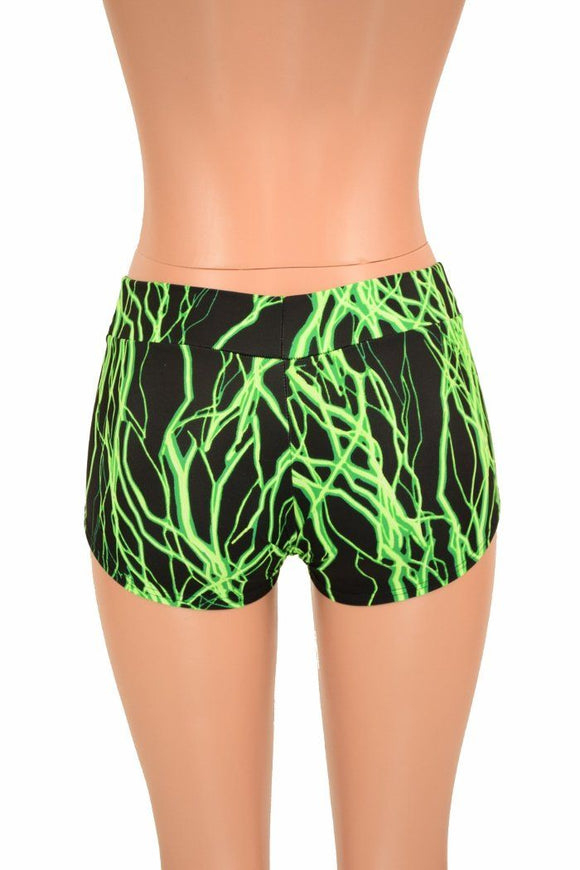 UV Glow Green Lightning Lowrise Shorts - Coquetry Clothing