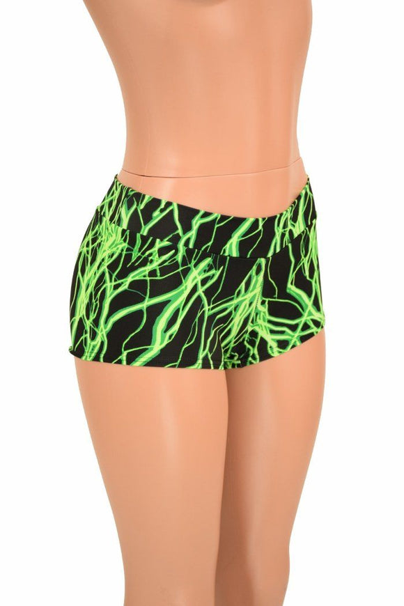 UV Glow Green Lightning Lowrise Shorts - Coquetry Clothing