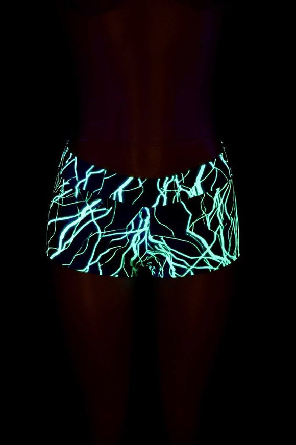 UV Glow Green Lightning Lowrise Shorts - Coquetry Clothing