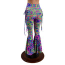 UV Glow Lace Up High Waist Bell Bottom Flares in Glow Worm - Coquetry Clothing