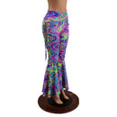 UV Glow Lace Up High Waist Bell Bottom Flares in Glow Worm - Coquetry Clothing