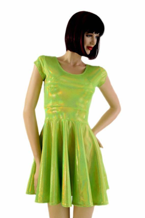 UV Glow Lime Holographic Fabric - Coquetry Clothing