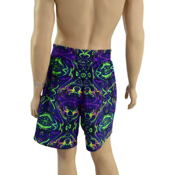 UV Glow Mens Basketball Shorts with Pockets in Neon Melt - Coquetry Clothing