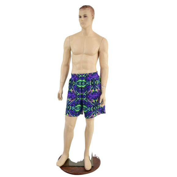 UV Glow Mens Basketball Shorts with Pockets in Neon Melt - Coquetry Clothing