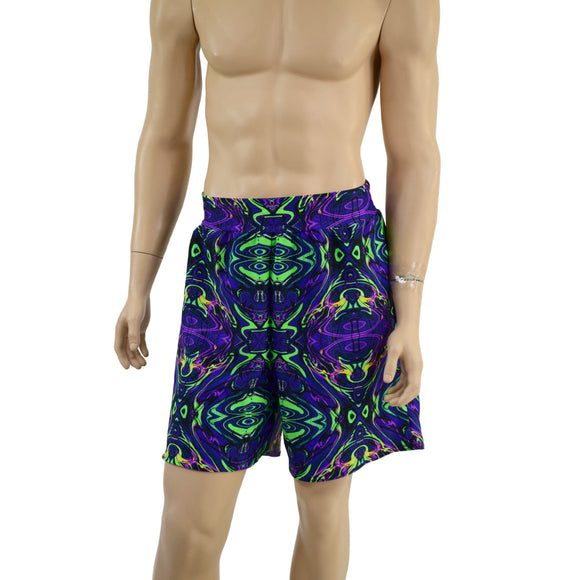 UV Glow Mens Basketball Shorts with Pockets in Neon Melt - Coquetry Clothing