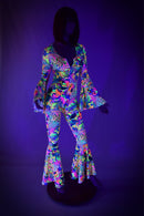 UV Glow Neon Flux Bell Bottom Catsuit - Coquetry Clothing