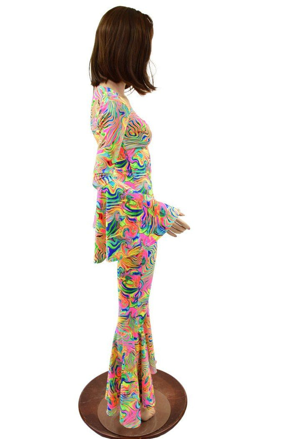 UV Glow Neon Flux Bell Bottom Catsuit - 5