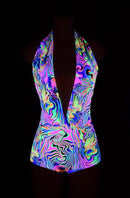 UV Glow Neon Flux Print Spandex Fabric - Coquetry Clothing