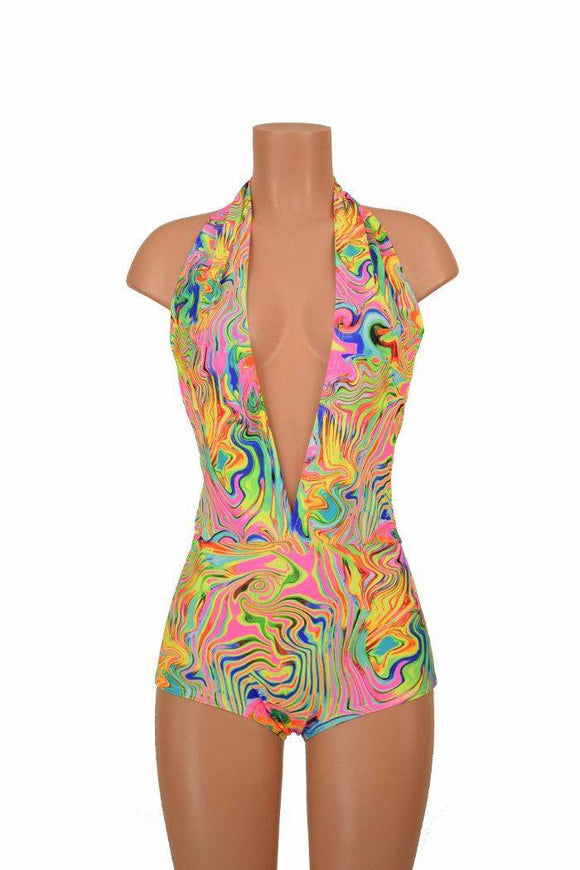 UV Glow Neon Flux Print Spandex Fabric - Coquetry Clothing