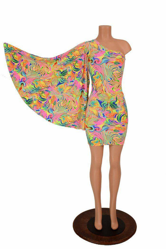 UV Glow Neon Flux Print Spandex Fabric - Coquetry Clothing