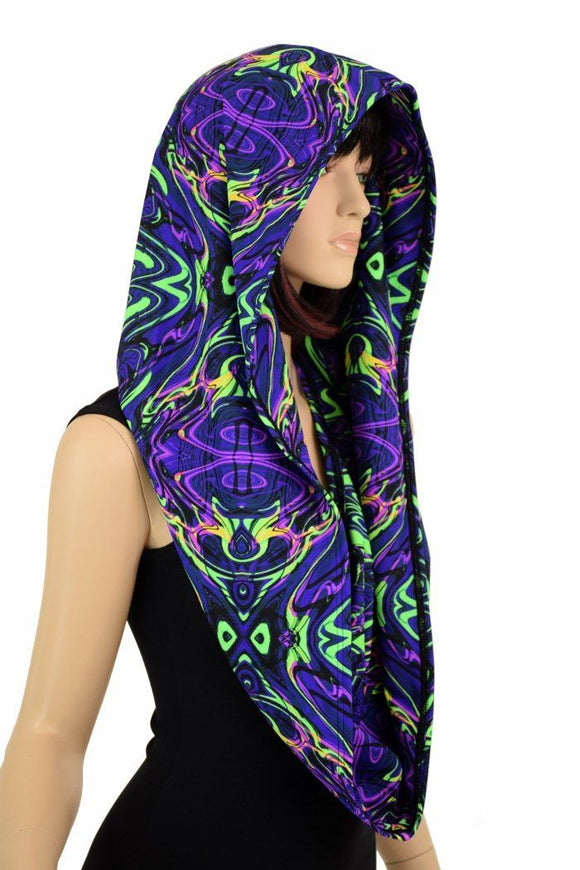 UV Glow Neon Melt HUGE Reversible Festival Hood - Coquetry Clothing