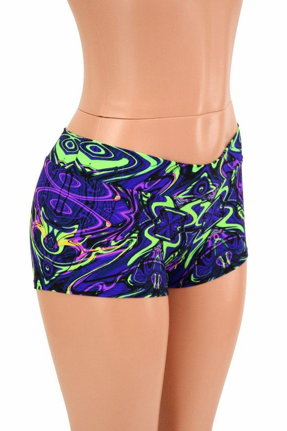 UV Glow Neon Melt Lowrise Shorts - Coquetry Clothing