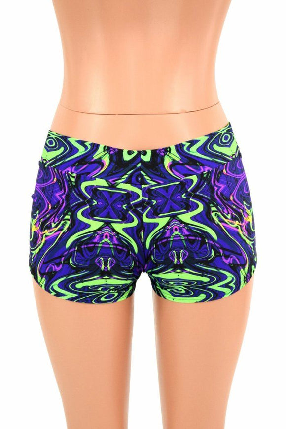 UV Glow Neon Melt Lowrise Shorts - Coquetry Clothing