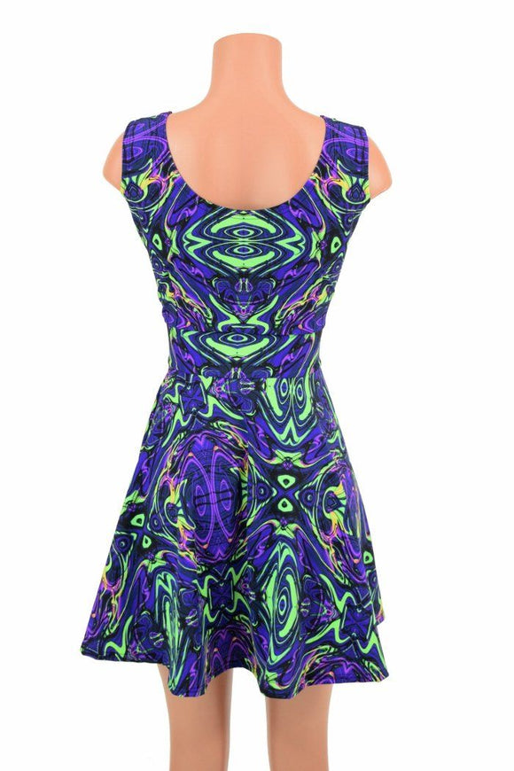 UV Glow Neon Melt Tank Skater Dress - Coquetry Clothing