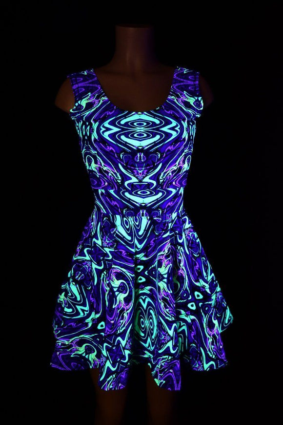 UV Glow Neon Melt Tank Skater Dress - Coquetry Clothing