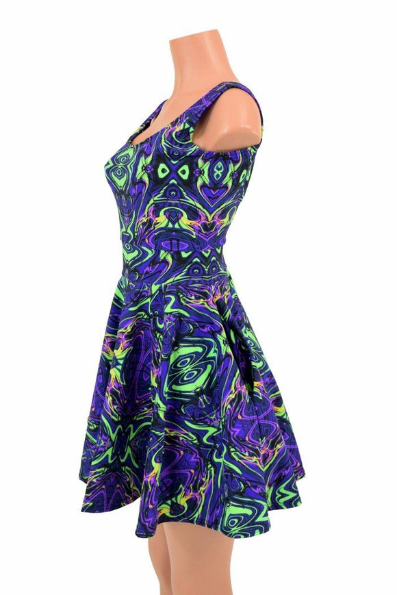 UV Glow Neon Melt Tank Skater Dress - Coquetry Clothing