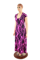 UV Glow Neon Pink Lightning Maxi Dress - Coquetry Clothing