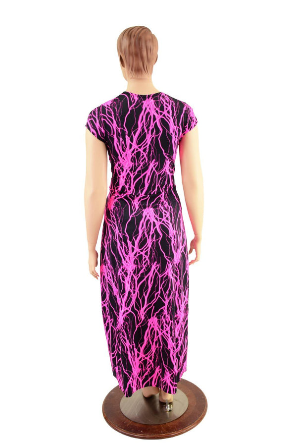 UV Glow Neon Pink Lightning Maxi Dress - 4