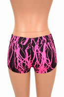 UV Glow Pink Lightning Lowrise Shorts - Coquetry Clothing