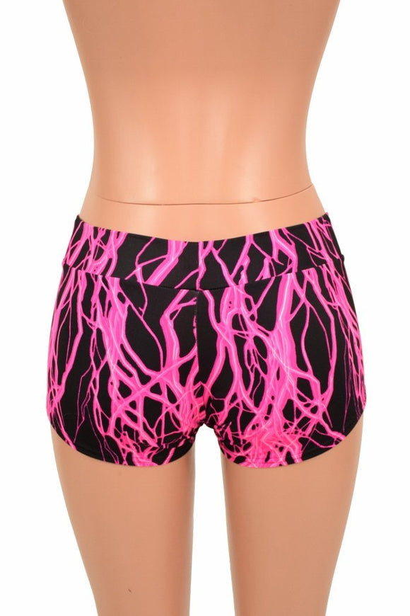 UV Glow Pink Lightning Lowrise Shorts - Coquetry Clothing