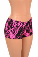 UV Glow Pink Lightning Lowrise Shorts - Coquetry Clothing