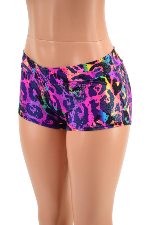 UV Glow Rainbow Leopard Print Spandex Fabric - 11
