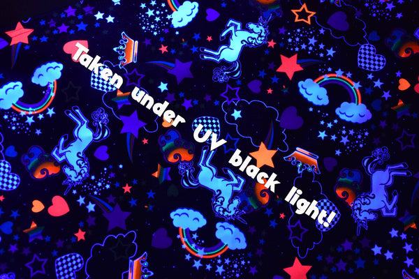 UV Glow Unicorns and Rainbows Fabric - 7