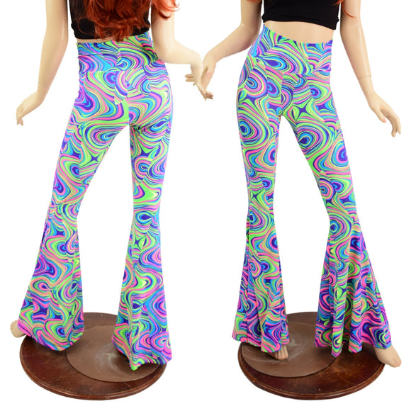 UV Glow Worm High Waist Solar Flares - Coquetry Clothing