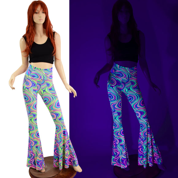 UV Glow Worm High Waist Solar Flares - Coquetry Clothing