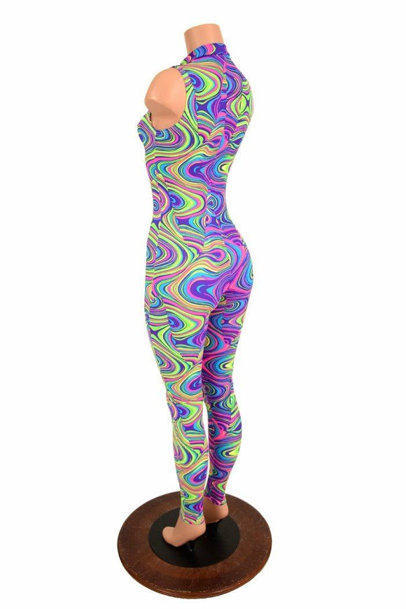 UV Glow Worm "Stella" Collar Catsuit - Coquetry Clothing