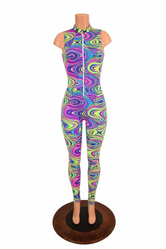 UV Glow Worm "Stella" Collar Catsuit - Coquetry Clothing