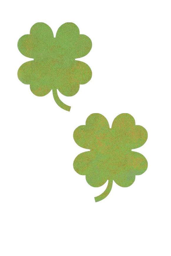 UV Lime Holographic Clover Pasties - Coquetry Clothing