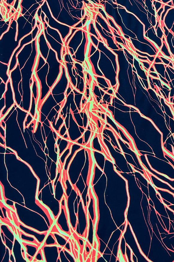 UV Orange Lightning Print Fabric - Coquetry Clothing