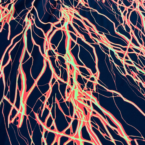 UV Orange Lightning Print Fabric - Coquetry Clothing