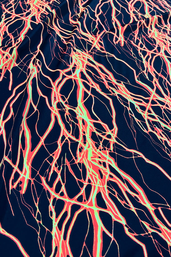 UV Orange Lightning Print Fabric - 1
