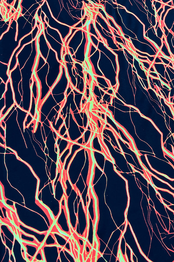 UV Orange Lightning Print Fabric - 3