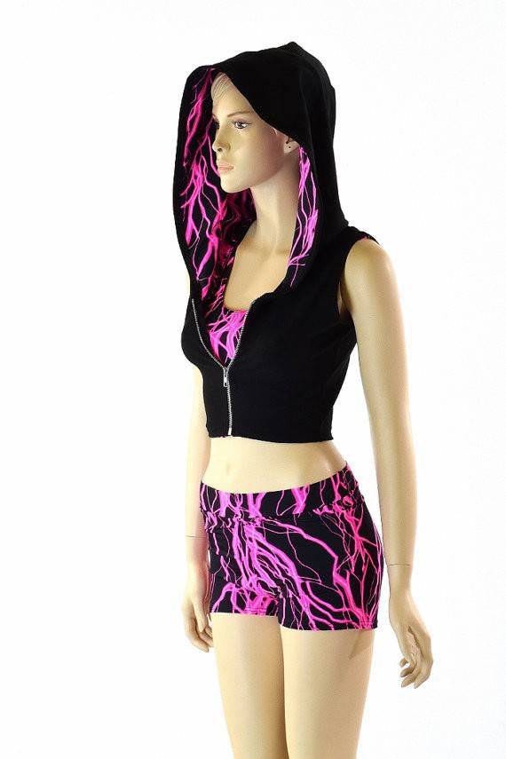 UV Pink Lightning Print Fabric - Coquetry Clothing