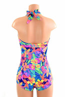 UV Tahitian Floral Print "Monroe" Halter Romper - Coquetry Clothing