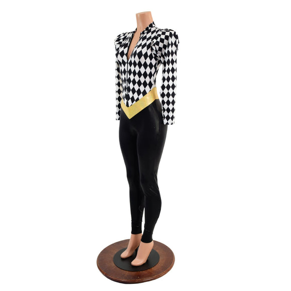 V Front Catsuit with Mini Vicky Sleeves - Coquetry Clothing