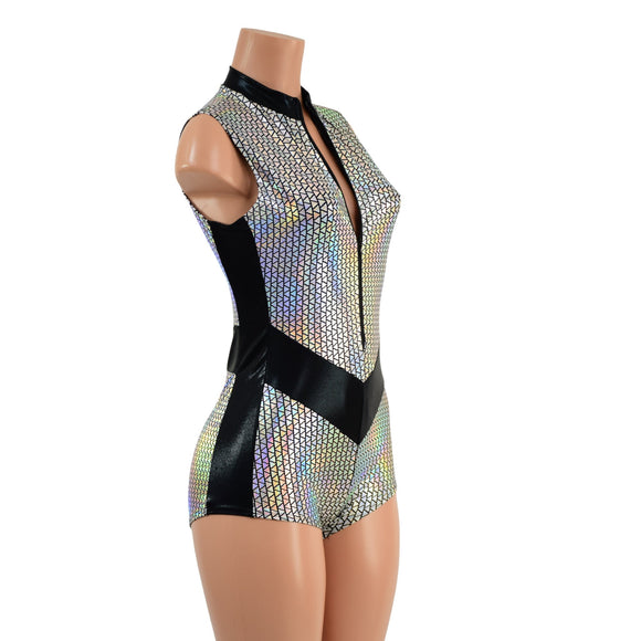 V Front Romper with Boy Cut Leg - Coquetry Clothing