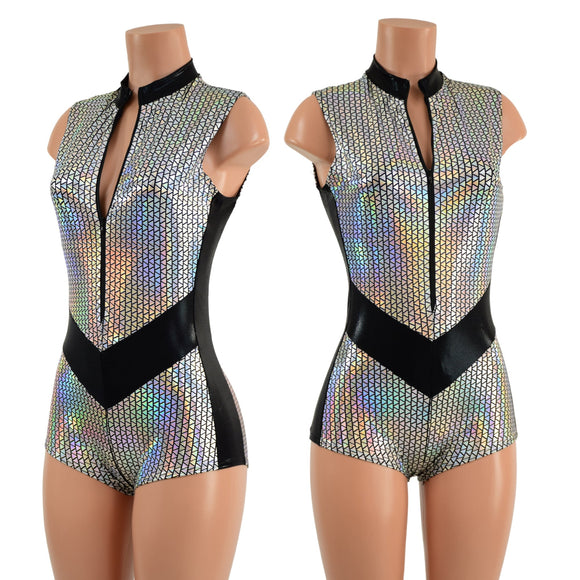 V Front Romper with Boy Cut Leg - Coquetry Clothing