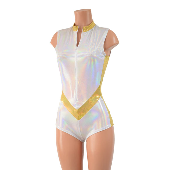 V Front Romper with Boy Cut Leg - Coquetry Clothing