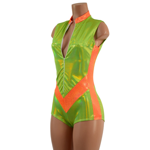 V Front Romper with Boy Cut Leg - Coquetry Clothing