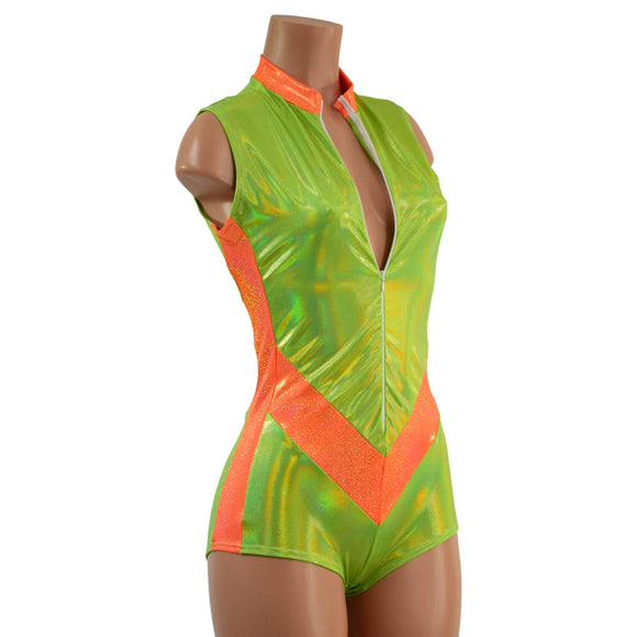 V Front Romper with Boy Cut Leg - Coquetry Clothing