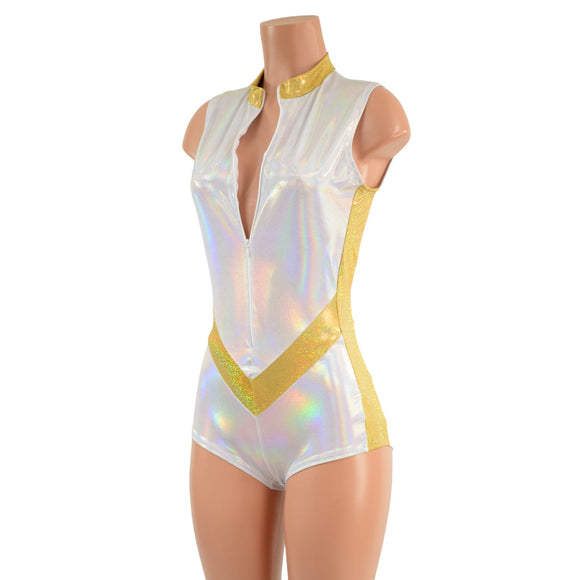V Front Romper with Boy Cut Leg - Coquetry Clothing
